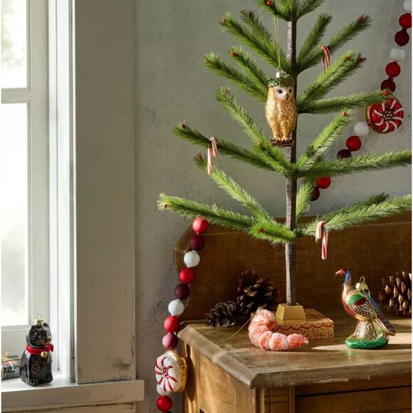 JOHN DERIAN Owl Wearing Laurel Glass Christmas Ornament Target 2025 Collectible - Picture 3 of 7